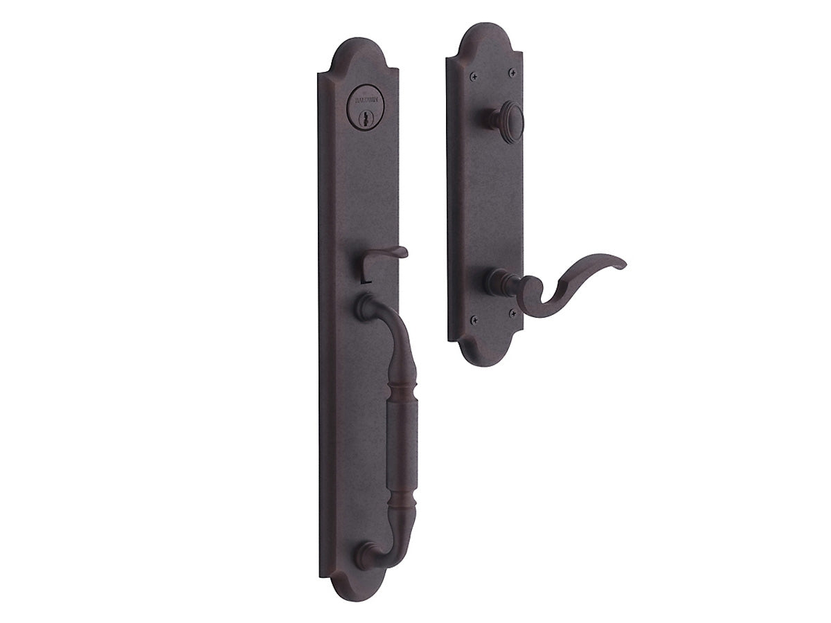 Baldwin Devonshire Emergency Egress Handleset Distressed Venetian Bronze 412