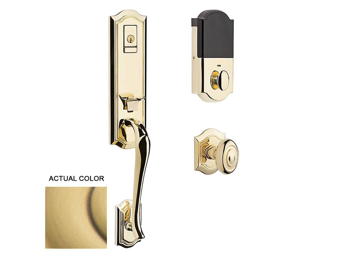 Baldwin Evolved Bethpage Handleset Satin Brass and Brown 060