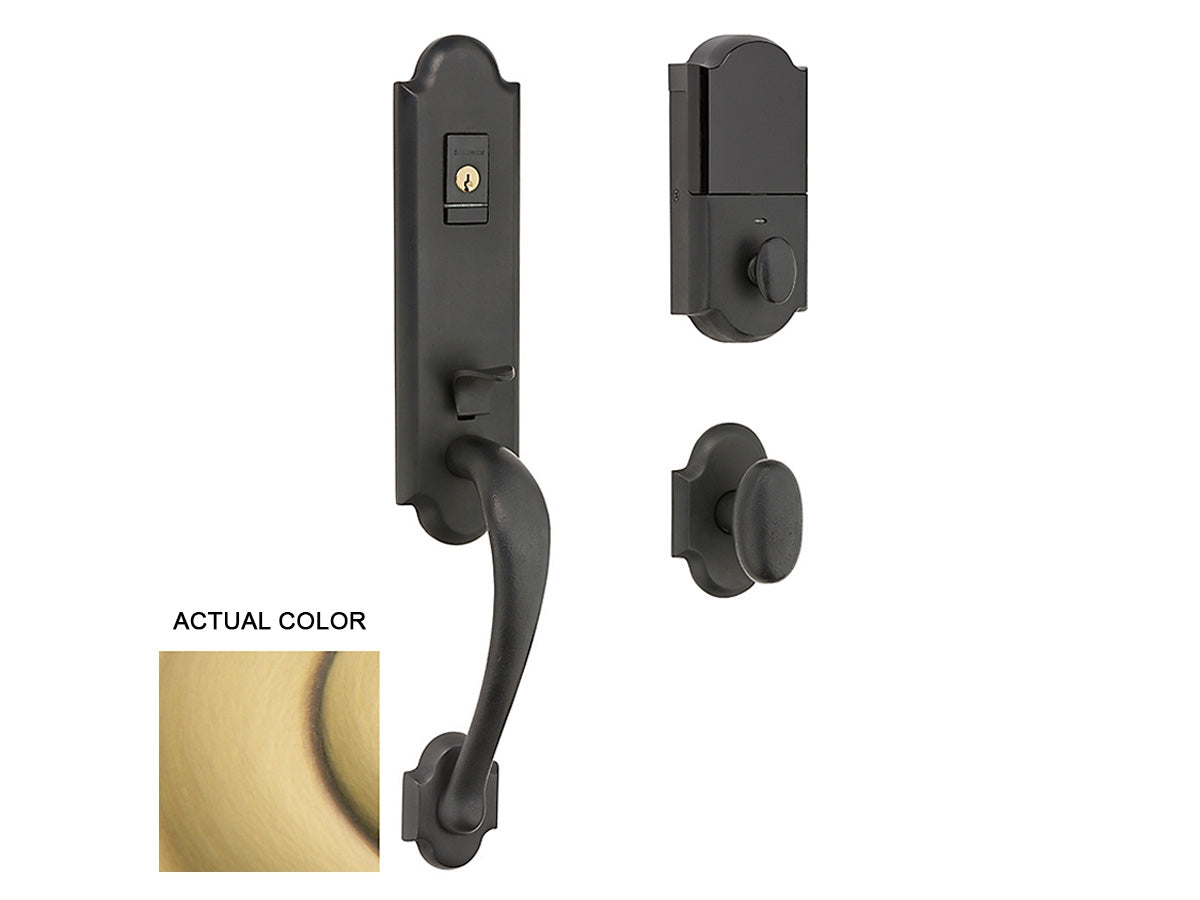 Baldwin Evolved Boulder 3/4 Handleset Satin Brass and Brown 060