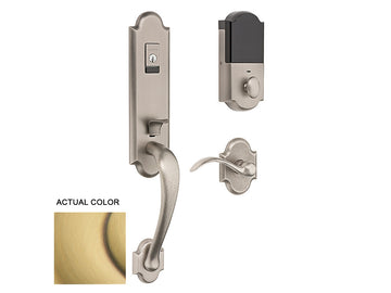 Baldwin Evolved Boulder 3/4 Handleset Satin Brass and Brown 060