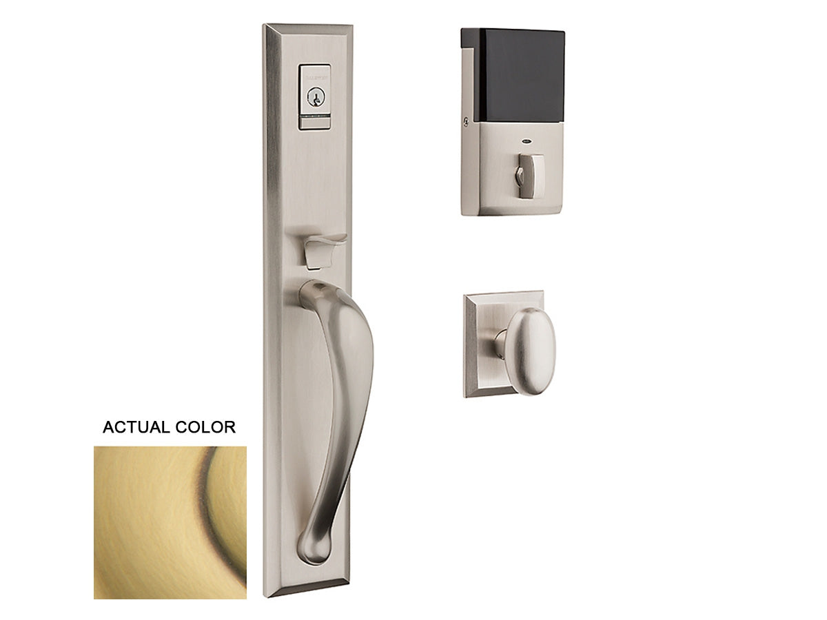 Baldwin Evolved Cody Full Handleset Satin Brass and Brown 060
