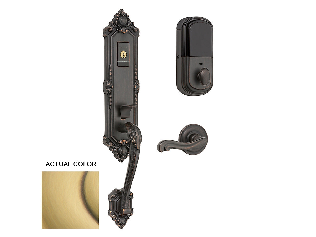Baldwin Evolved Kensington Handleset Satin Brass and Brown 060