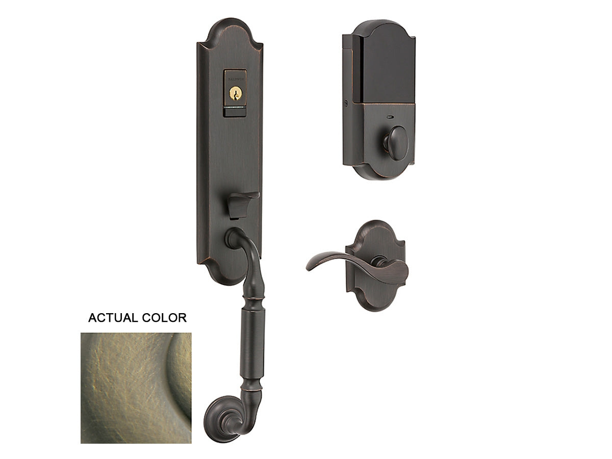 Baldwin Evolved Manchester Handleset Satin Brass and Black 050