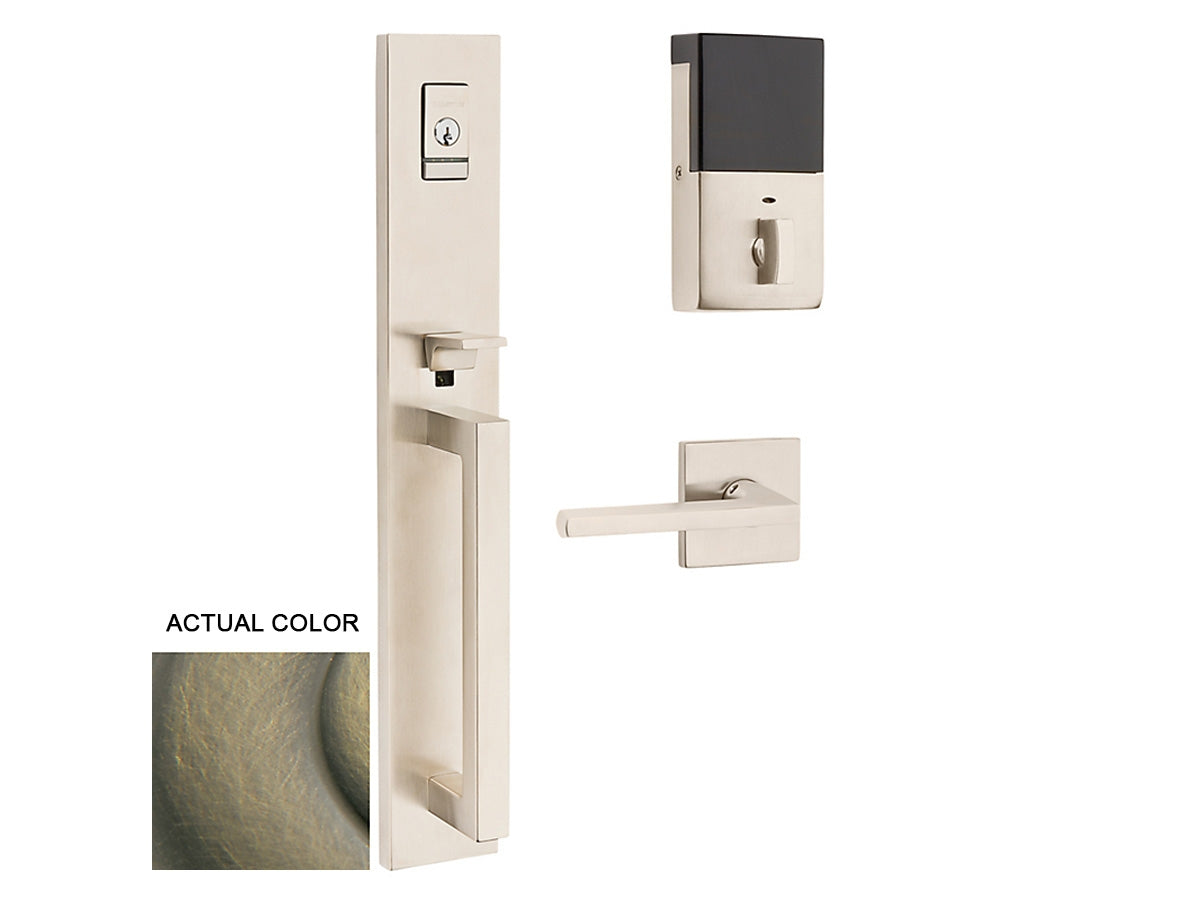 Baldwin Evolved Minneapolis Full Escutcheon Handleset Satin Brass and Black 050