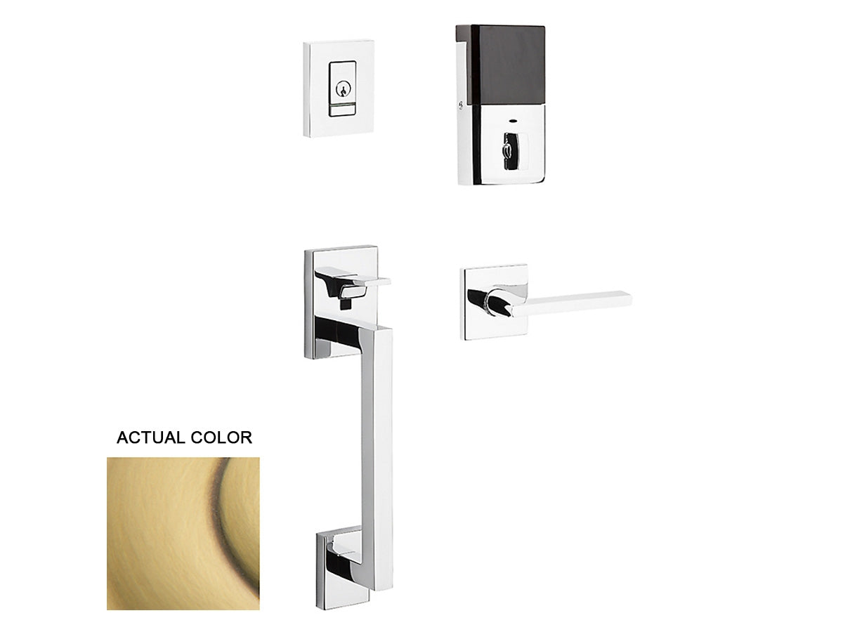 Baldwin Evolved Minneapolis Sectional Handleset Satin Brass and Brown 060