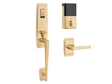 Baldwin Evolved Palm Springs 3/4 Escutcheon Handleset Vintage Brass 033