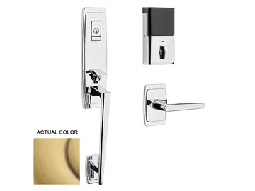 Baldwin Evolved Palm Springs 3/4 Escutcheon Handleset Satin Brass and Brown 060