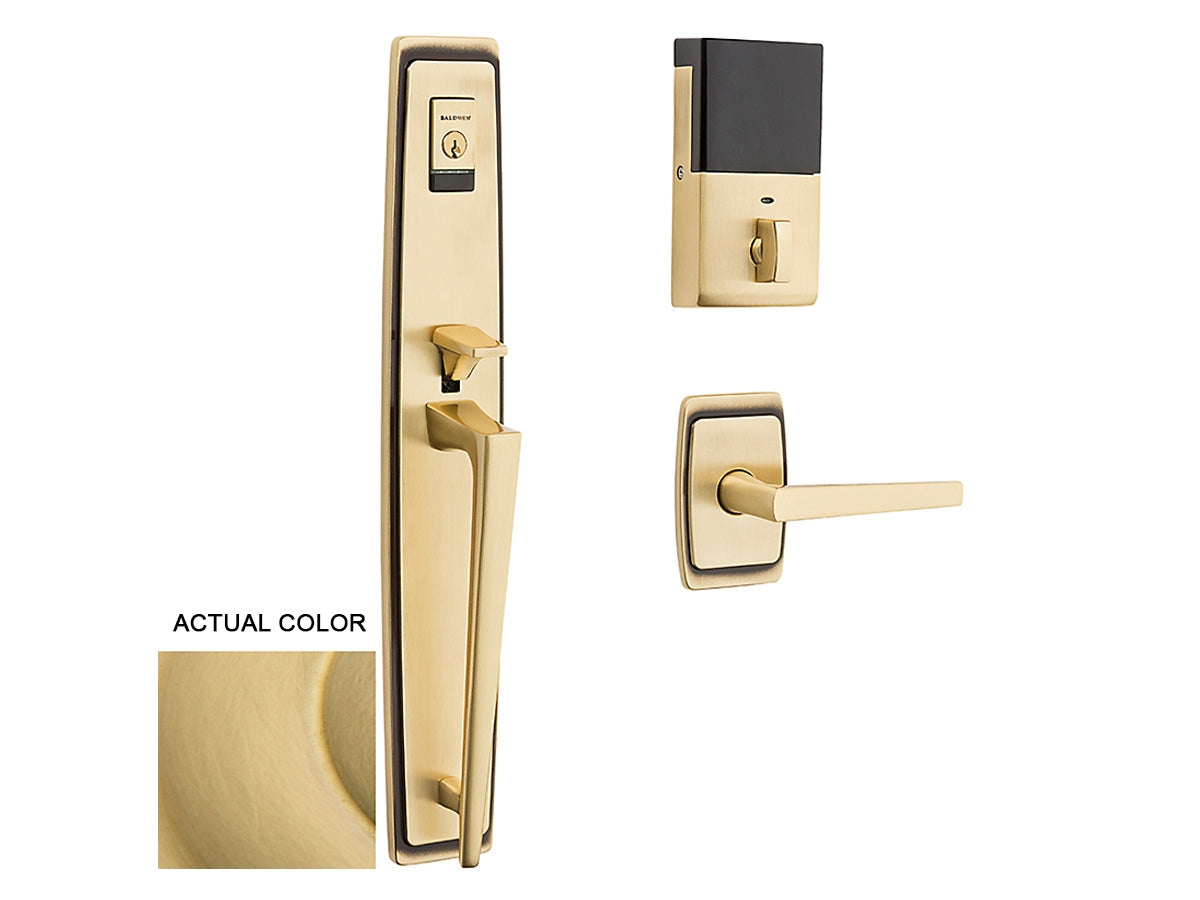 Baldwin Evolved Palm Springs Full Escutcheon Handleset Satin Brass 040