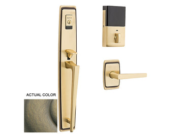 Baldwin Evolved Palm Springs Full Escutcheon Handleset Satin Brass and Black 050