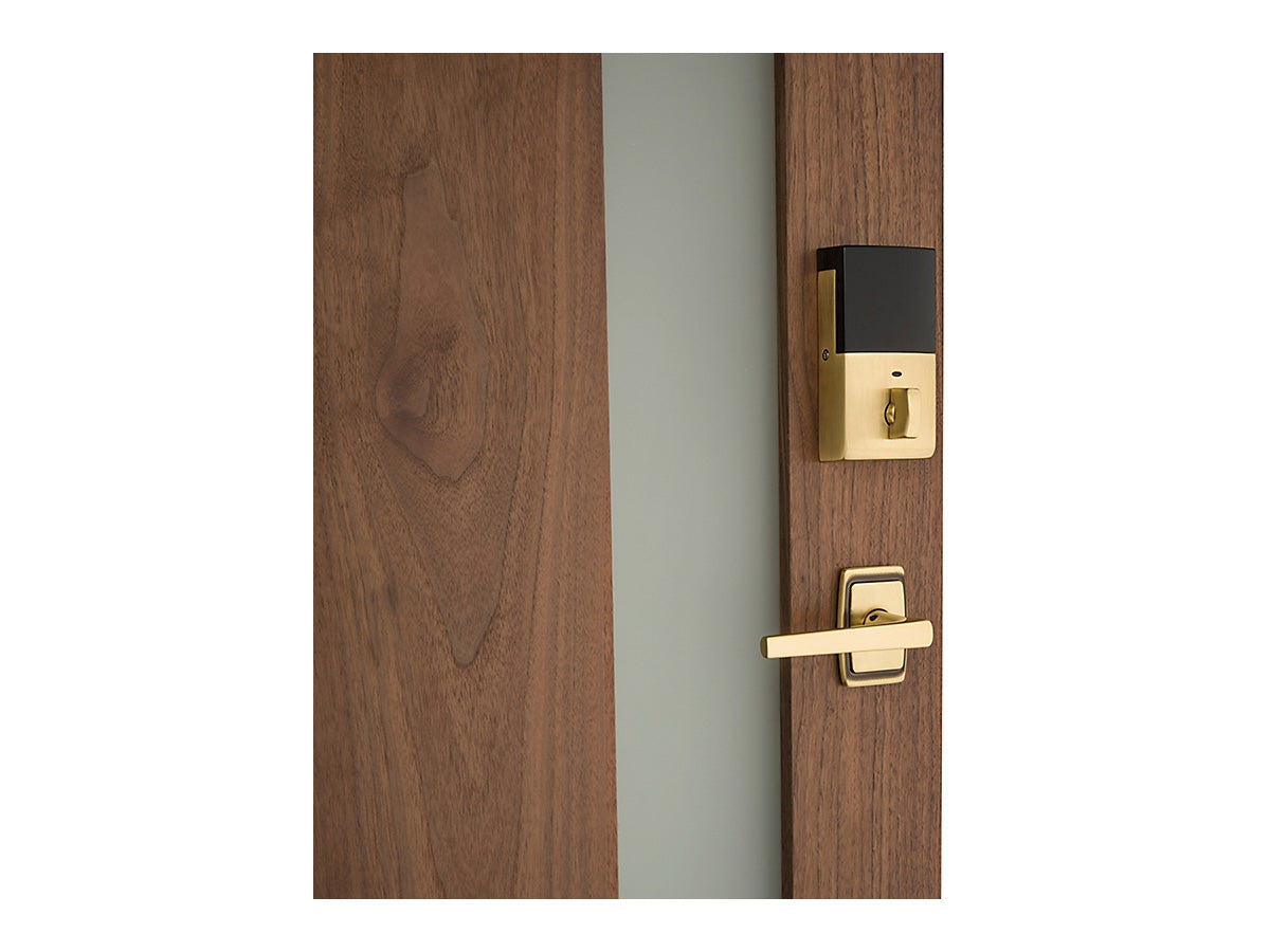 Baldwin Evolved Palm Springs Full Escutcheon Handleset Satin Brass and Brown 060