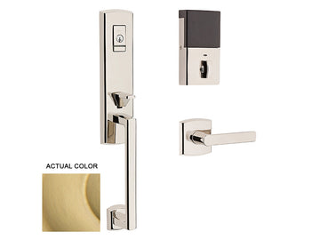 Baldwin Evolved Soho 3/4 Escutcheon Handleset Satin Brass 040