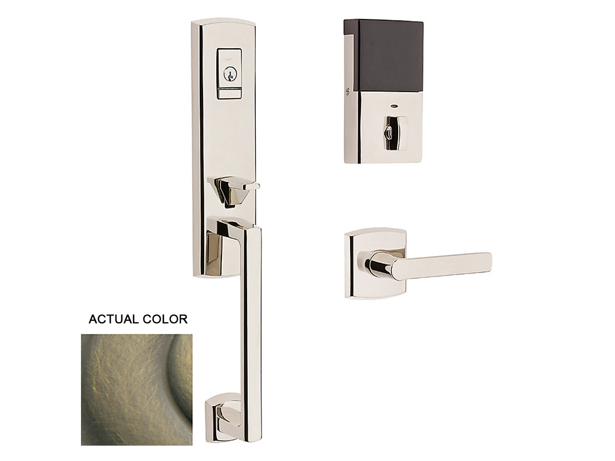 Baldwin Evolved Soho 3/4 Escutcheon Handleset Satin Brass and Black 050