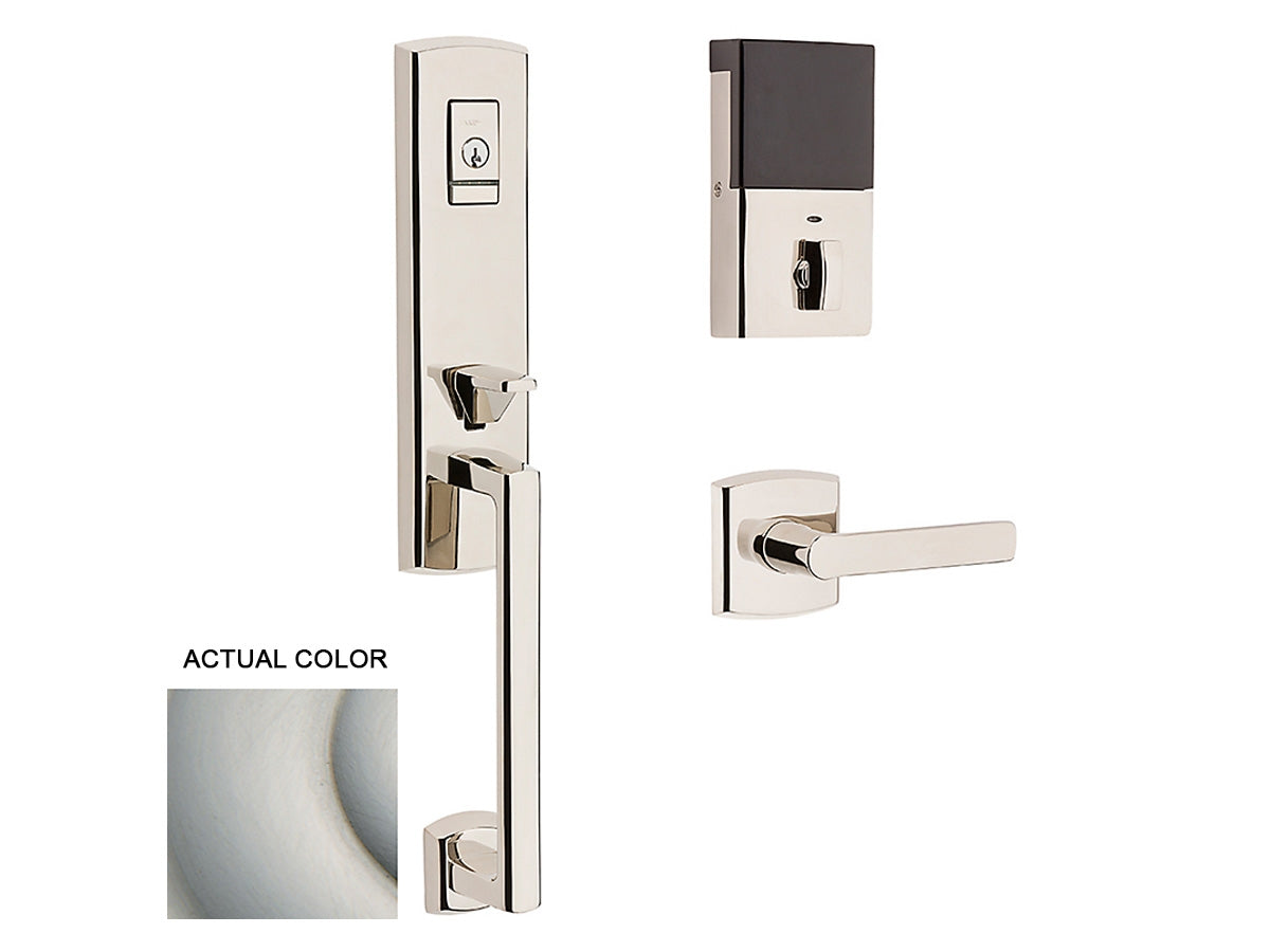 Baldwin Evolved Soho 3/4 Escutcheon Handleset Satin Nickel with Lifetime Finish 056