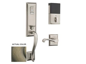 Baldwin Evolved Stonegate Handleset Satin Brass and Black 050
