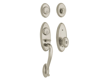 Baldwin Landon Two-Point Lock Handleset Satin Nickel with Lifetime Finish 056