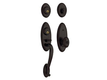 Baldwin Landon Two-Point Lock Handleset Distressed Oil-Rubbed Bronze 402