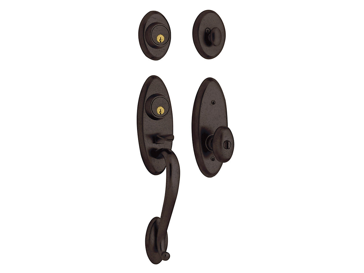 Baldwin Landon Two-Point Lock Handleset Distressed Venetian Bronze 412