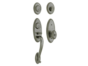 Baldwin Landon Two-Point Lock Handleset Distressed Antique Nickel 452