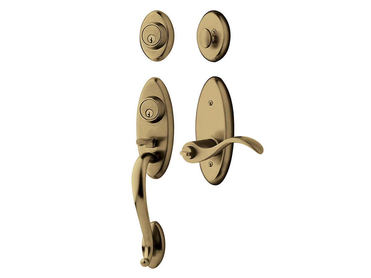 Baldwin Landon Two-Point Lock Handleset Satin Brass and Black 050