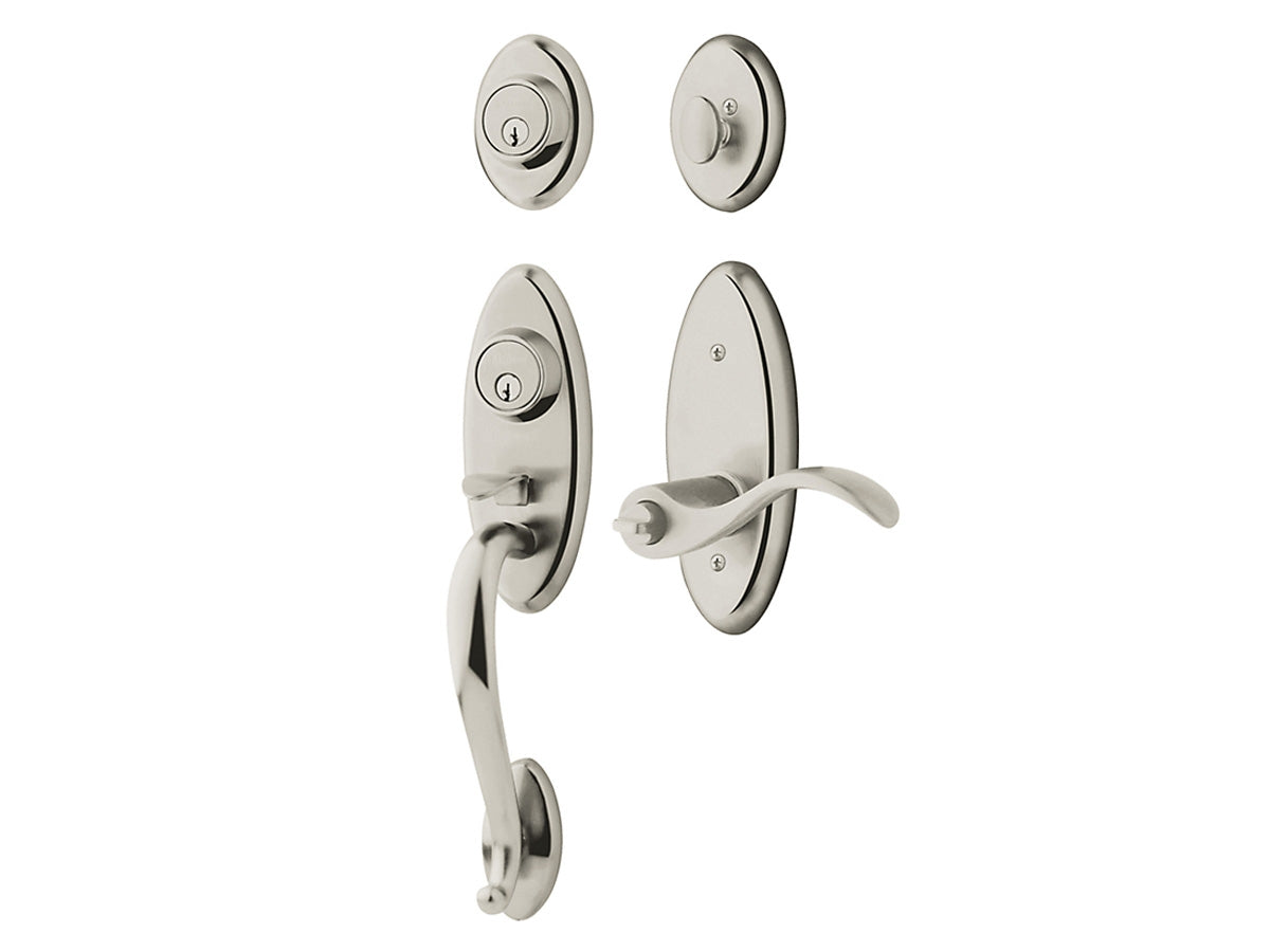 Baldwin Landon Two-Point Lock Handleset Polished Nickel with Lifetime Finish 055