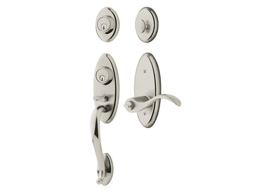 Baldwin Landon Two-Point Lock Handleset Polished Nickel with Lifetime Finish 055