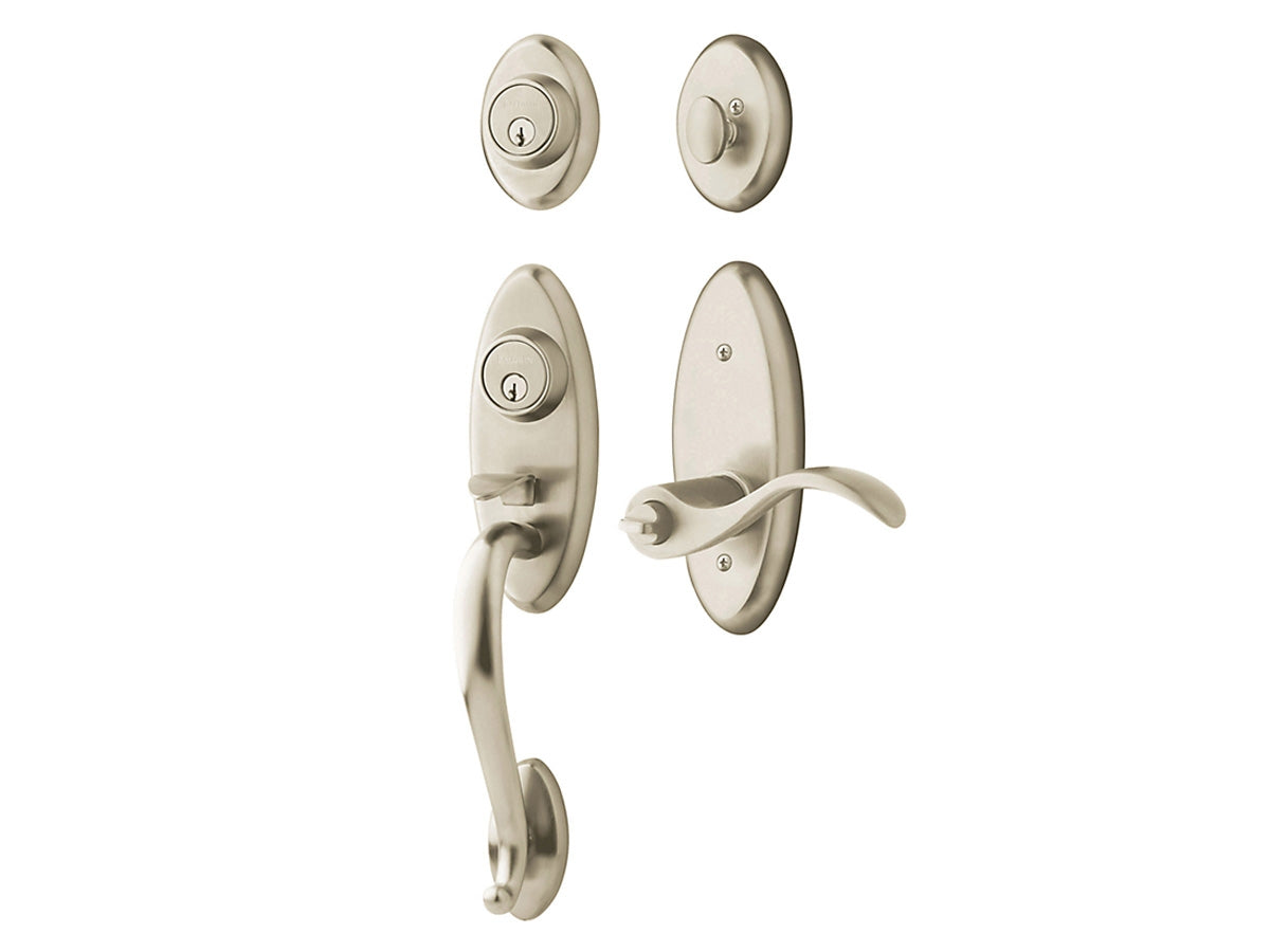 Baldwin Landon Two-Point Lock Handleset Satin Nickel with Lifetime Finish 056