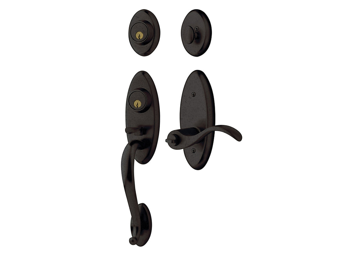 Baldwin Landon Two-Point Lock Handleset Distressed Oil-Rubbed Bronze 402