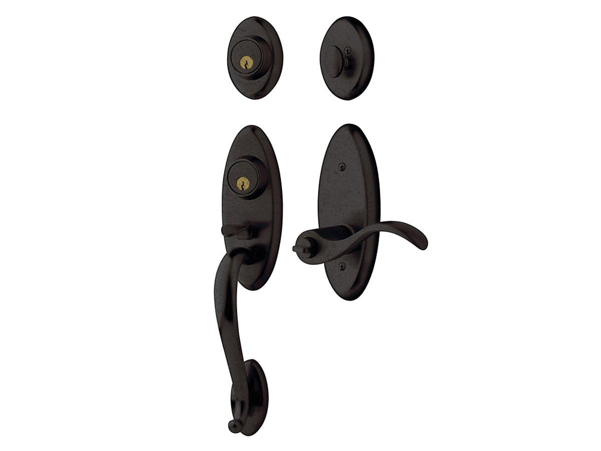 Baldwin Landon Two-Point Lock Handleset Distressed Oil-Rubbed Bronze 402