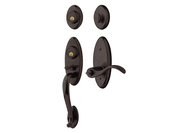 Baldwin Landon Two-Point Lock Handleset Distressed Venetian Bronze 412