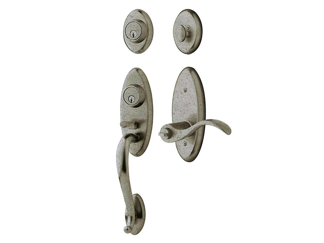 Baldwin Landon Two-Point Lock Handleset Distressed Antique Nickel 452