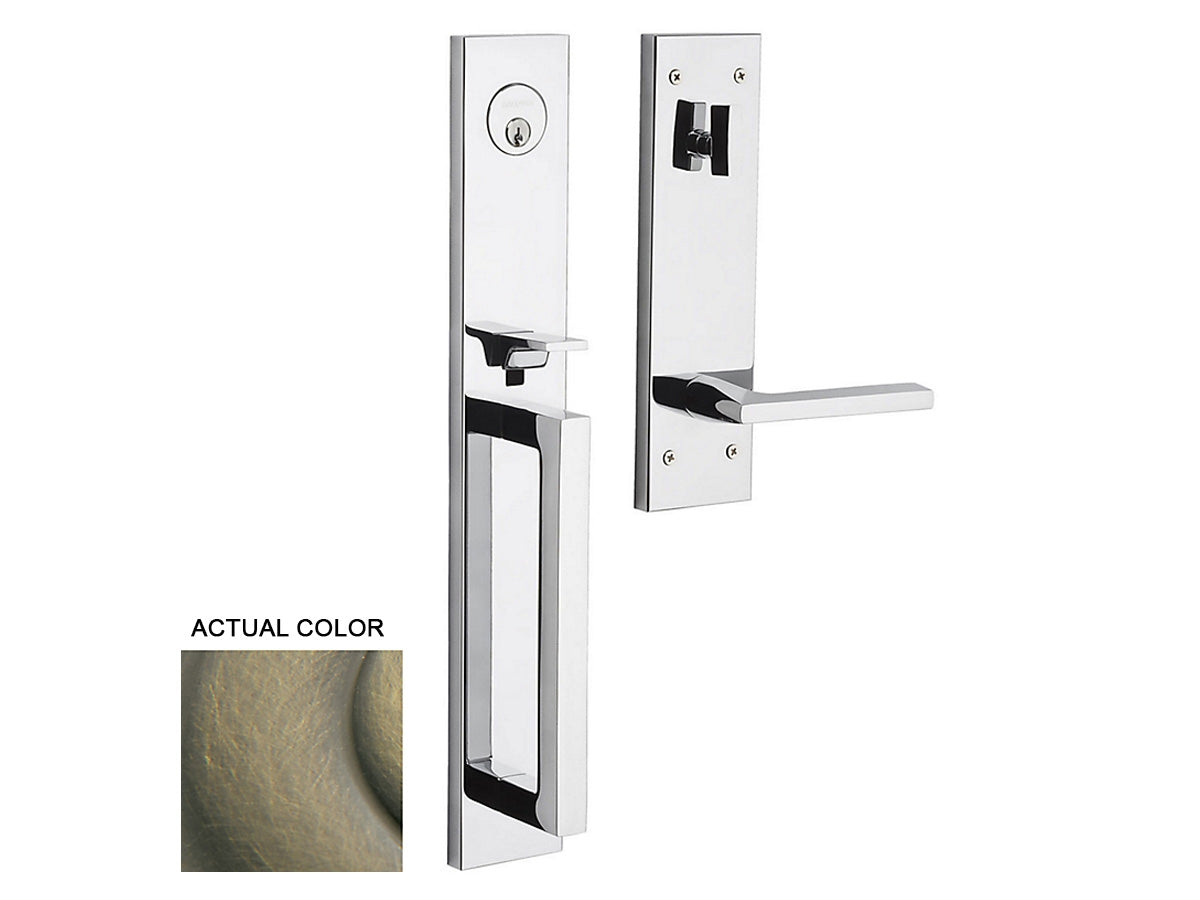 Baldwin Minneapolis Full Escutcheon Handleset Satin Brass and Black 050