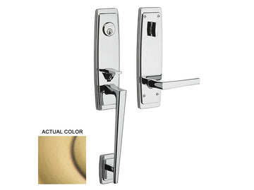 Baldwin Palm Springs 3/4 Escutcheon Handleset Satin Brass and Brown 060