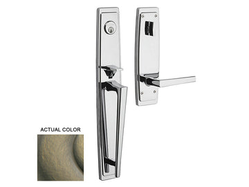 Baldwin Palm Springs Full Escutcheon Handleset Satin Brass and Black 050