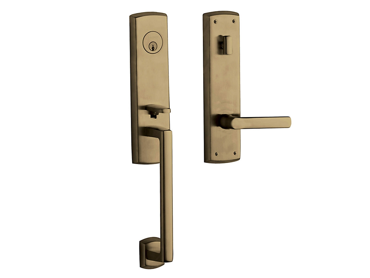 Baldwin Soho Escutcheon Handleset Satin Brass and Black 050