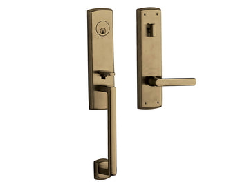 Baldwin Soho Escutcheon Handleset Satin Brass and Black 050