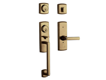Baldwin Soho Two-Point Lock Handleset Satin Brass and Black 050