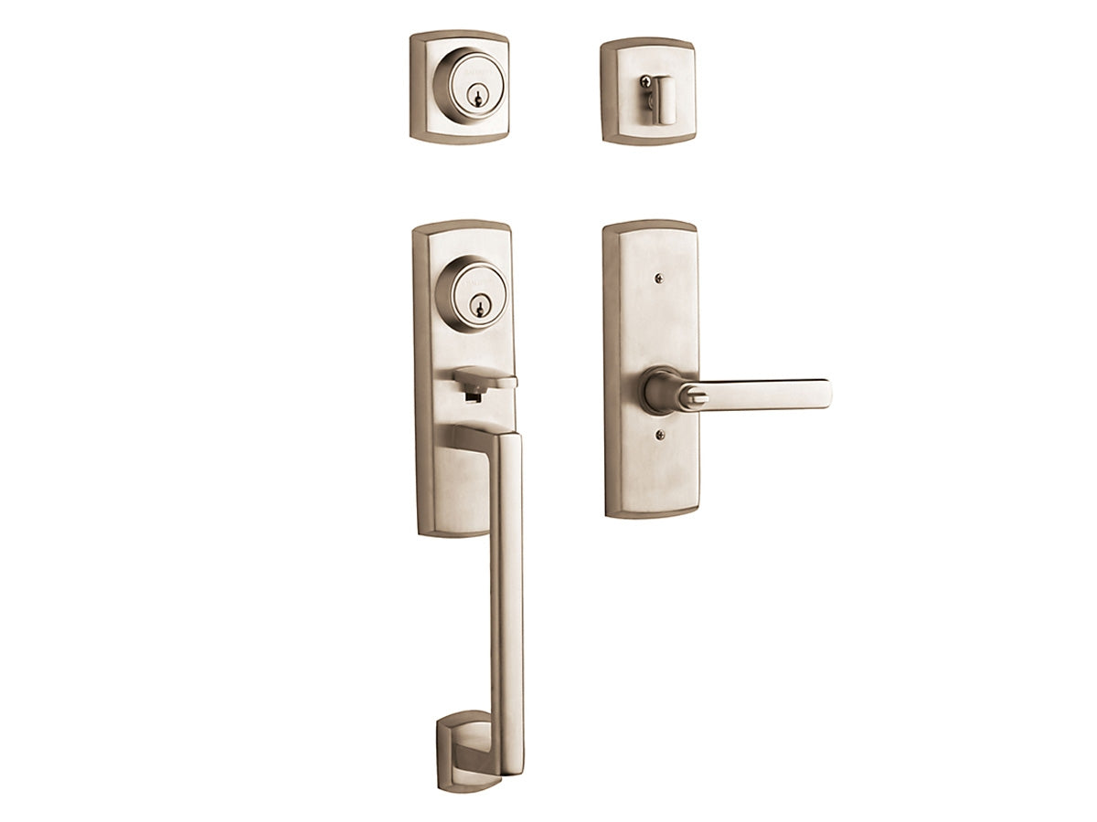 Baldwin Soho Two-Point Lock Handleset Satin Nickel with Lifetime Finish 056