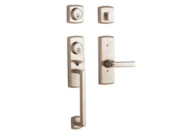 Baldwin Soho Two-Point Lock Handleset Satin Nickel with Lifetime Finish 056