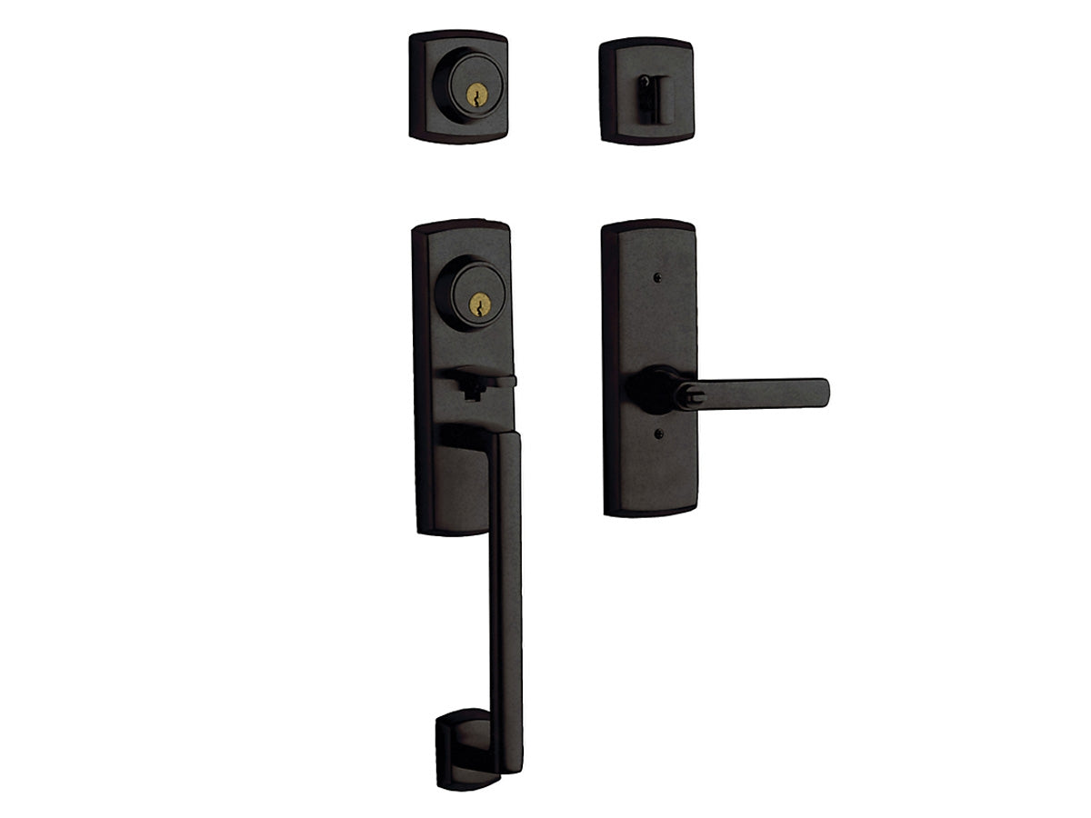 Baldwin Soho Two-Point Lock Handleset Distressed Oil-Rubbed Bronze 402