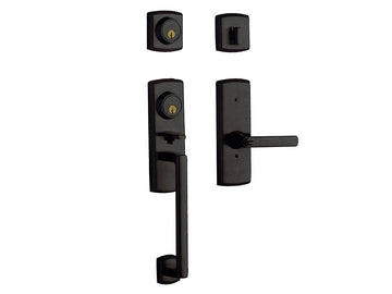 Baldwin Soho Two-Point Lock Handleset Distressed Oil-Rubbed Bronze 402