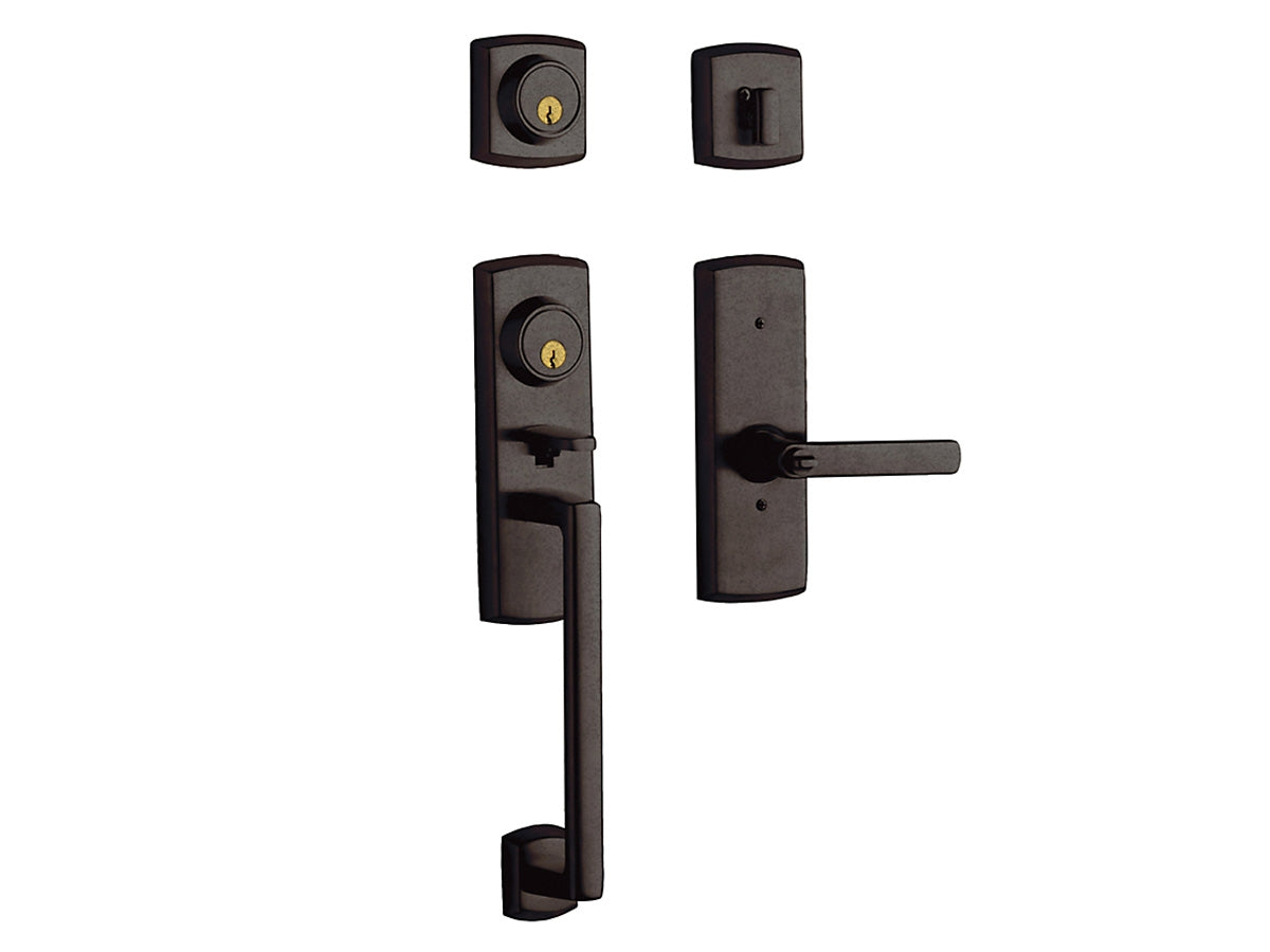 Baldwin Soho Two-Point Lock Handleset Distressed Venetian Bronze 412