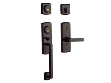 Baldwin Soho Two-Point Lock Handleset Distressed Venetian Bronze 412