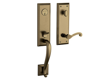 Baldwin Stonegate Emergency Egress Handleset Satin Brass and Black 050