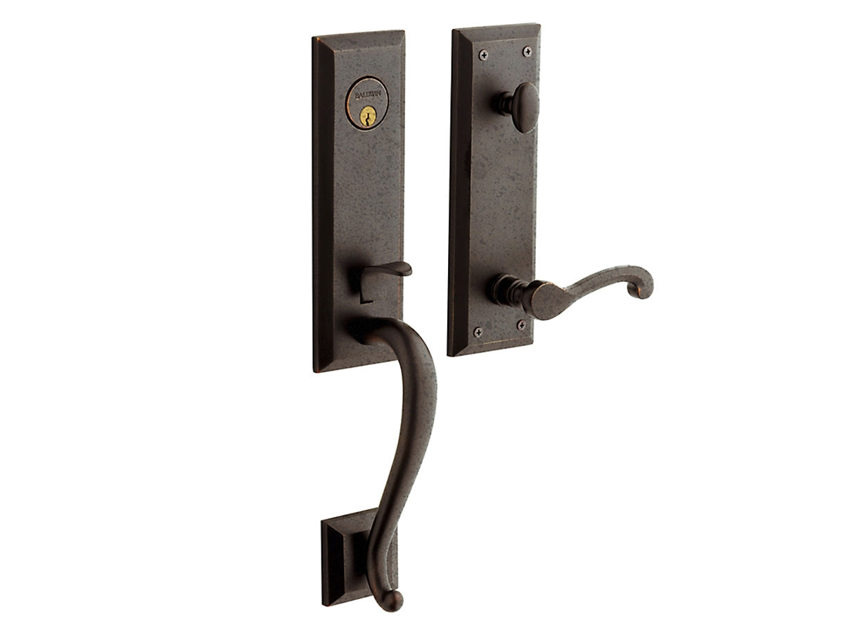 Baldwin Stonegate Emergency Egress Handleset Distressed Venetian Bronze 412