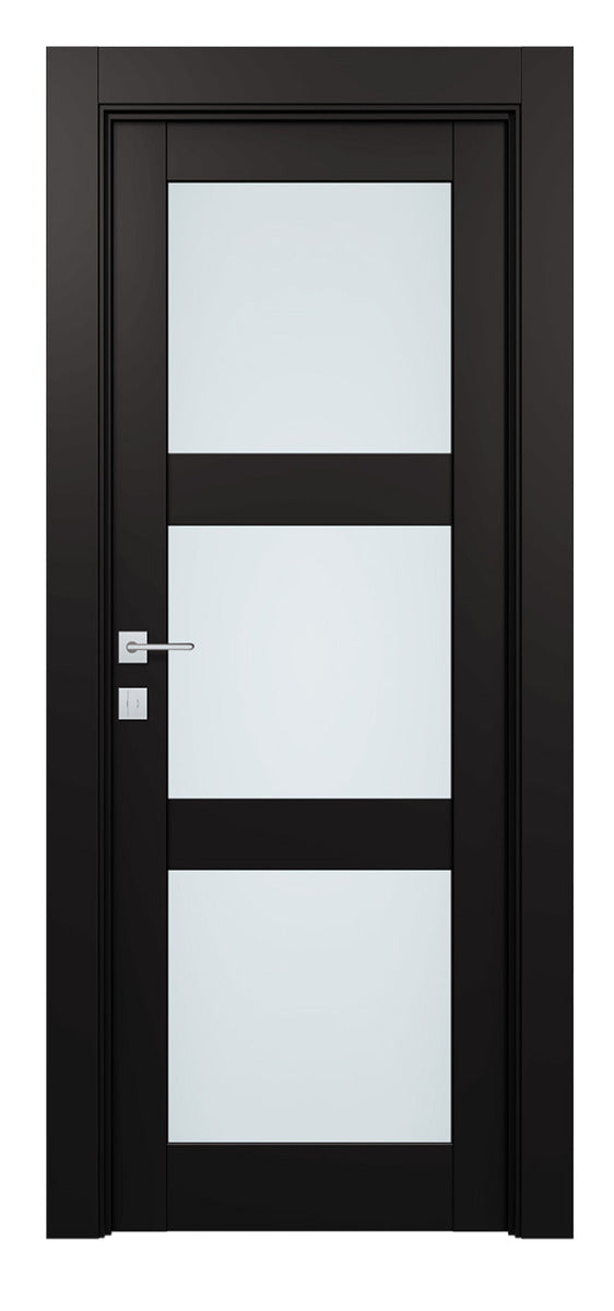 Belldinni Avon 3 Lite Vetro Black Matte Modern Interior Door