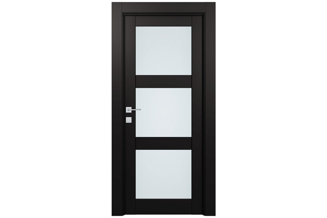 Belldinni Avon 3 Lite Vetro Black Matte Modern Interior Door - Single Door