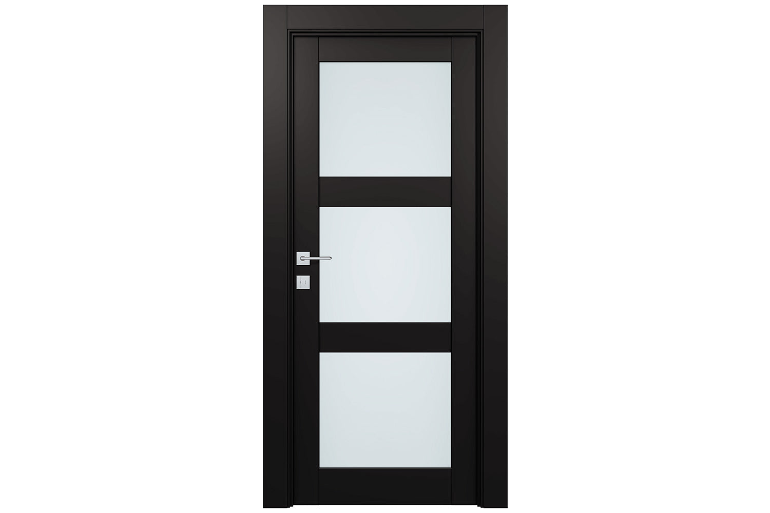 Belldinni Avon 3 Lite Vetro Black Matte Modern Interior Door - Single Door