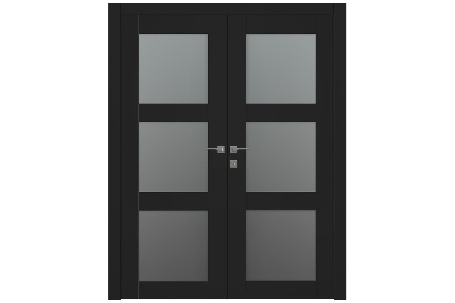 Belldinni Avon 3 Lite Vetro Black Matte Modern Interior Door - Double Door
