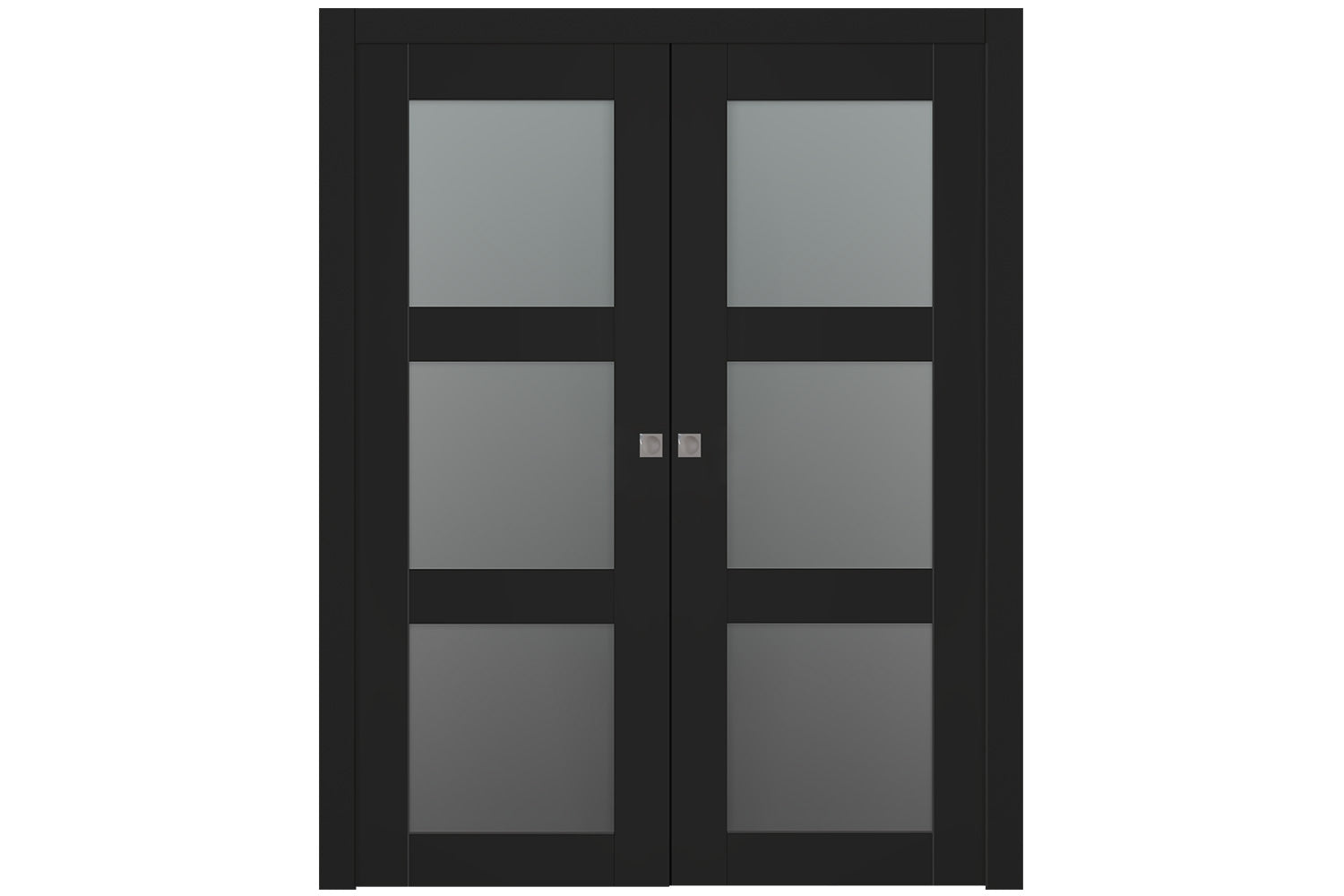 Belldinni Avon 3 Lite Vetro Black Matte Modern Interior Door - Double Pocket