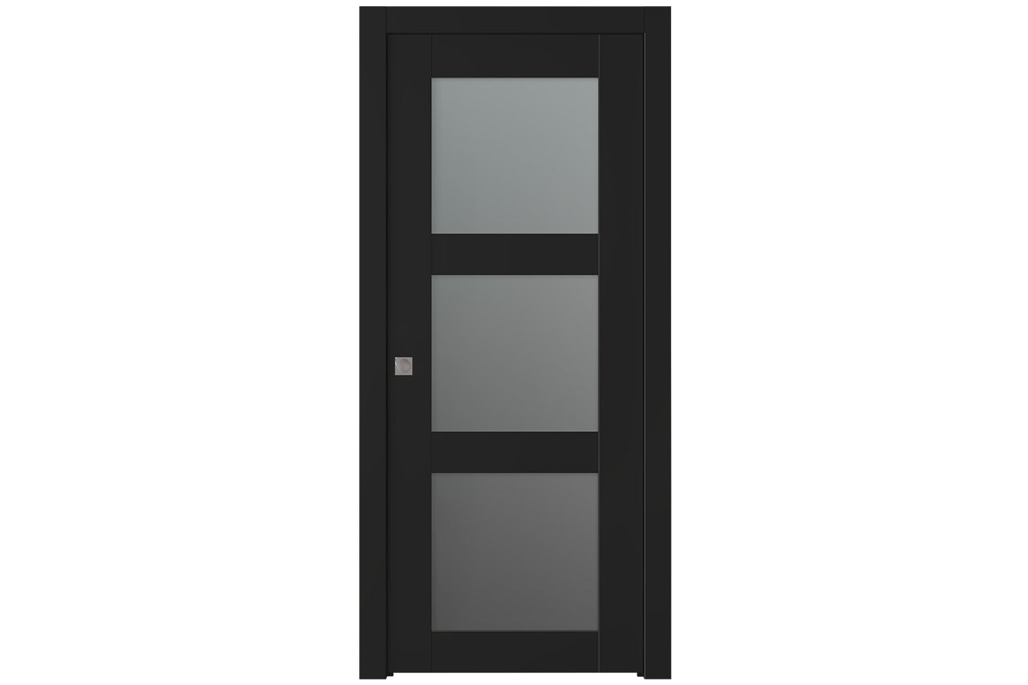 Belldinni Avon 3 Lite Vetro Black Matte Modern Interior Door - Single Pocket